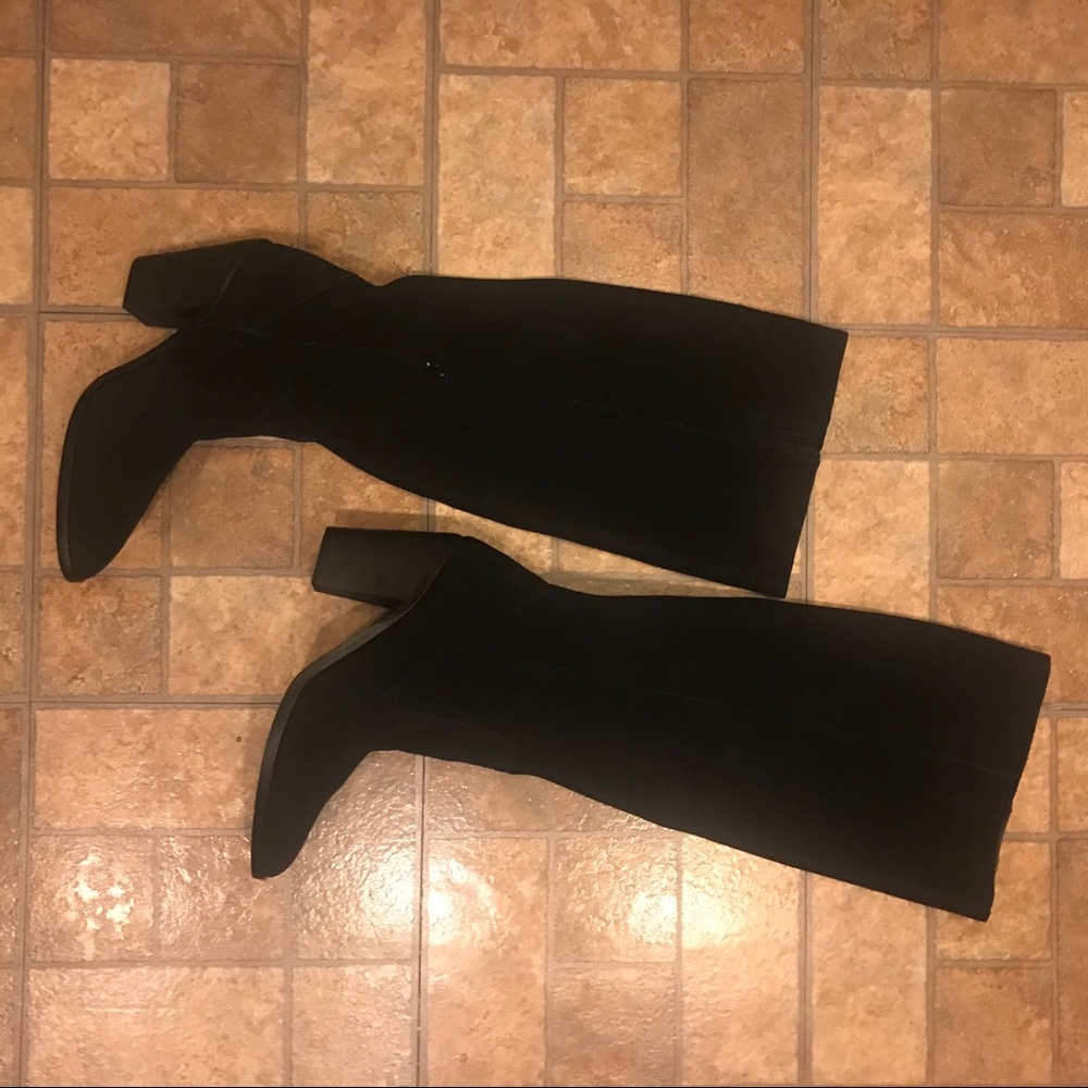 Black Suede Knee High Boots